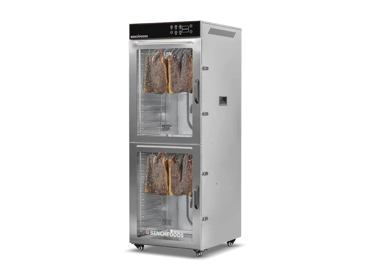 Benchfoods 2 Zone Vertical 32 Tray Biltong Bundle, angle closed