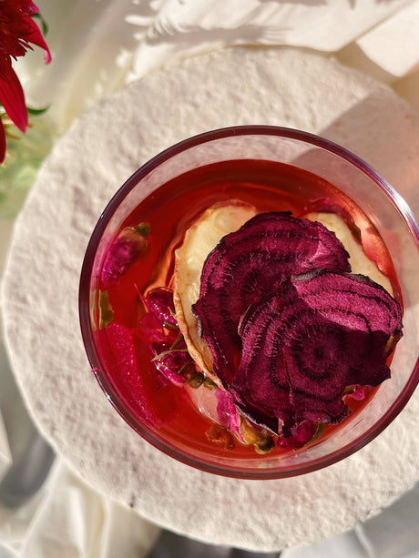 Summer Cocktail Spritz with Dehydrated Fruit and Veg