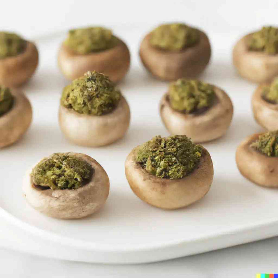 Dried Pesto-Stuffed Mushrooms