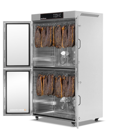 Benchfoods 2 Zone 28 Tray with biltong, doors open