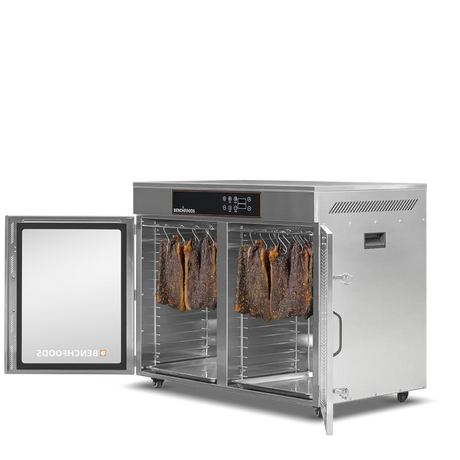 Benchfoods 2 Zone Horizontal 32 Tray with biltong, doors open