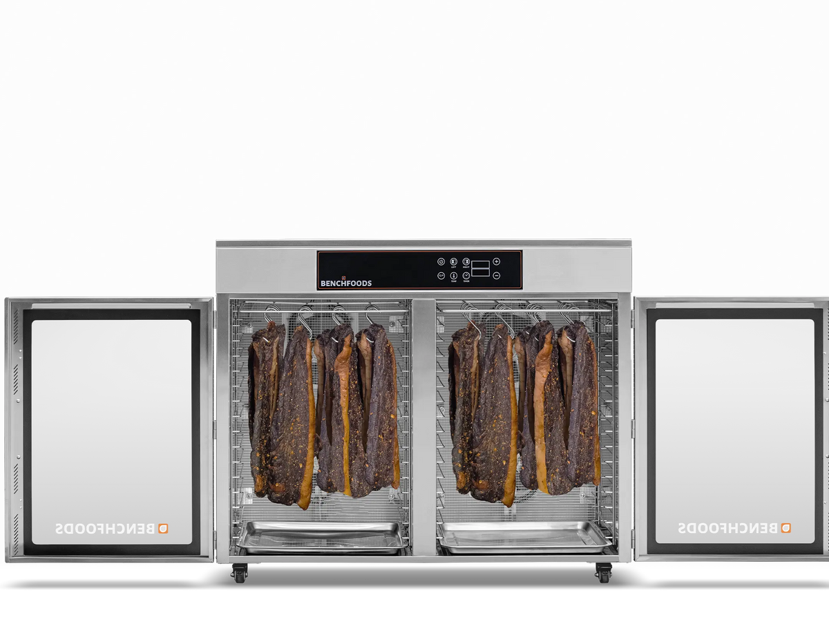 Benchfoods 2 Zone Horizontal 32 Tray Biltong Bundle, doors open front