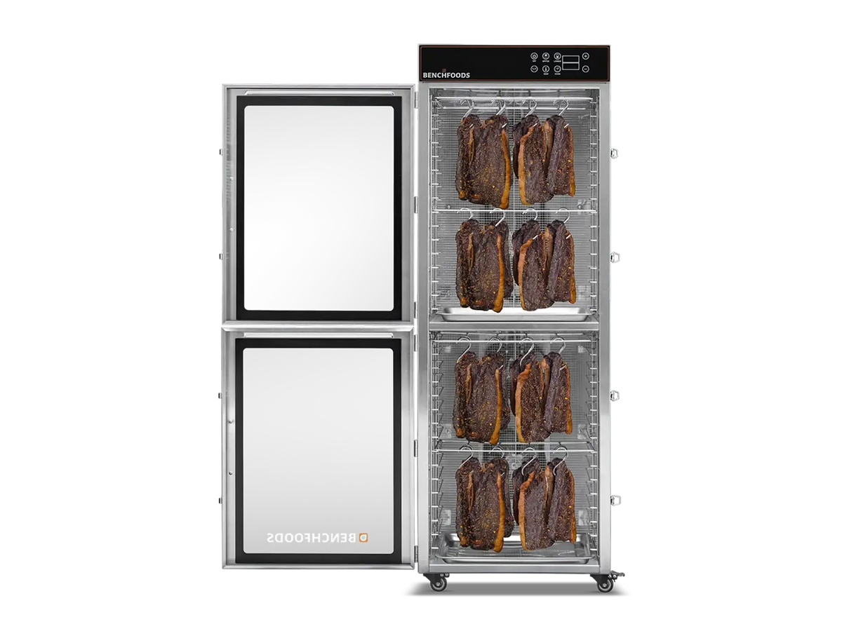 Benchfoods 2 Zone Vertical 32 Tray Biltong Bundle, doors open front