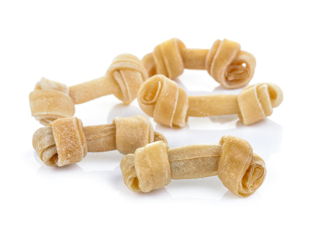 Pressed rawhide dog bone